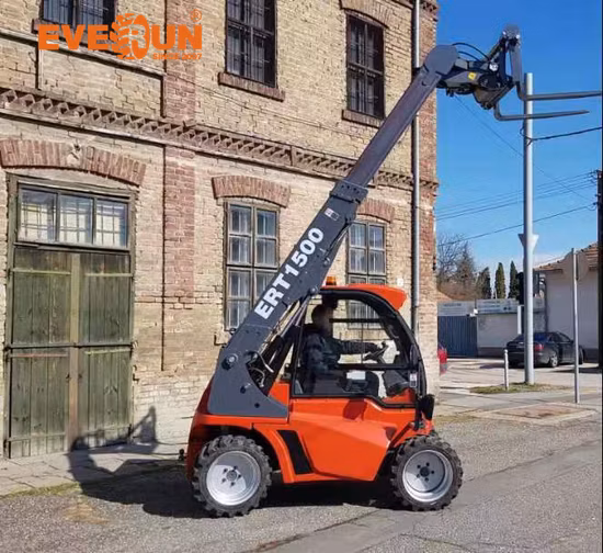 Everun Ert1500 1.35ton motor hidrostático EPA4 Mini cargadora de ruedas telescópica para máquina de construcción
